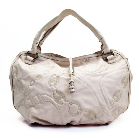 Auth CELINE Macadam Handbag Pink Beige Leather - Picture 1 of 5